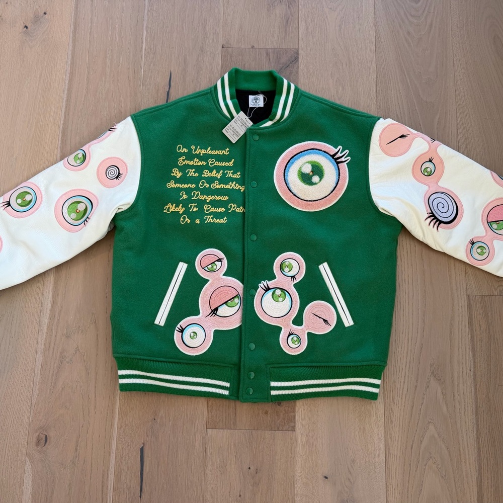 Saint Michael Takashi Murakami Varsity Green jacket sz XL bomber